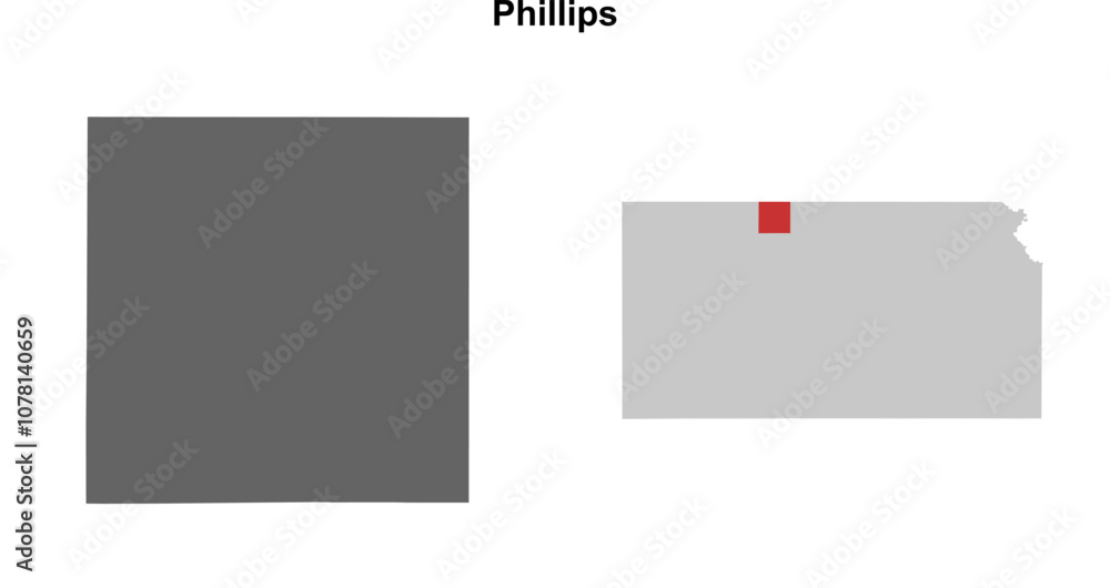 Phillips County (Kansas) blank outline map set Phillips County (Kansas) blank outline map set