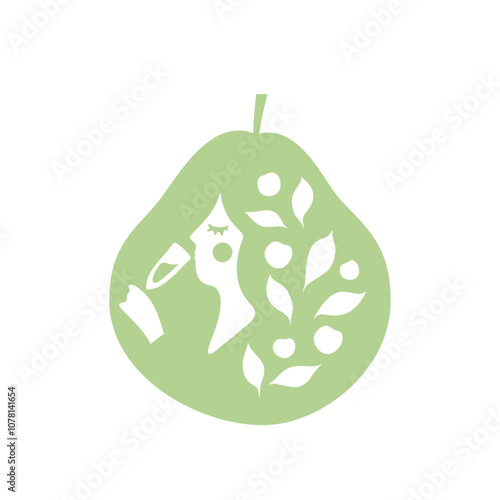 Woman drinking wine,  vector symbol design