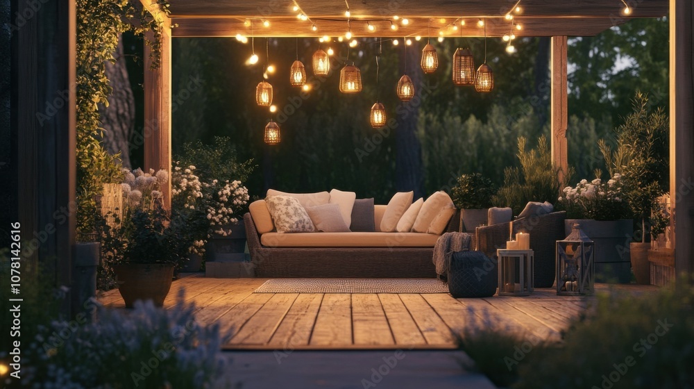A cozy outdoor patio with a wooden pergola, featuring quality pic. A cozy outdoor patio with a wooden pergola, featuring quality pic.