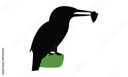 Kingfisher Bird Silhouette Design  And Vector Illustration. 