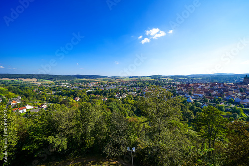 View from Friedrichstein Castle of the surrounding landscape. Nature on the Schlossberg near Bad Wildungen.
 photo