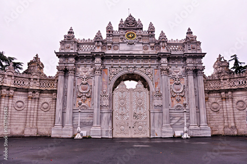 Gate of Dolmabahce Palace in Istanbul, Turkey photo