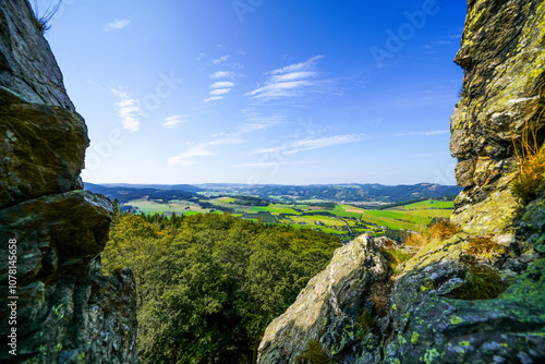 View of the landscape near Bruchhauser Steine ​​in the Sauerland near Olsberg. Nature at Istenberg on the Rothaargebirge.
 photo