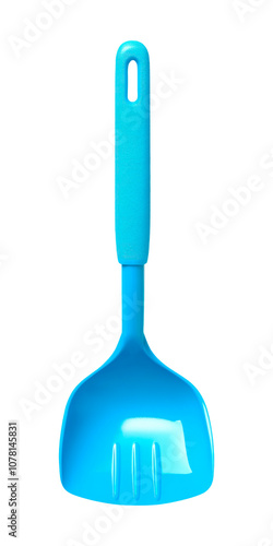 Blue plastic Spatula. Isolated on transparent background.