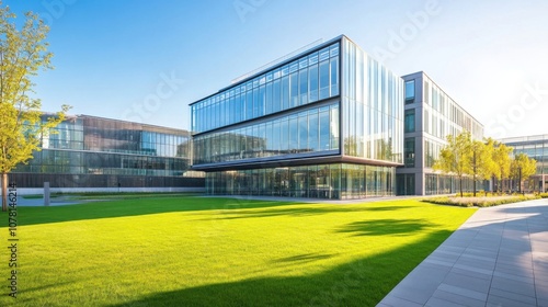 Wallpaper Mural Corporate campus with glass buildings and green areas Torontodigital.ca