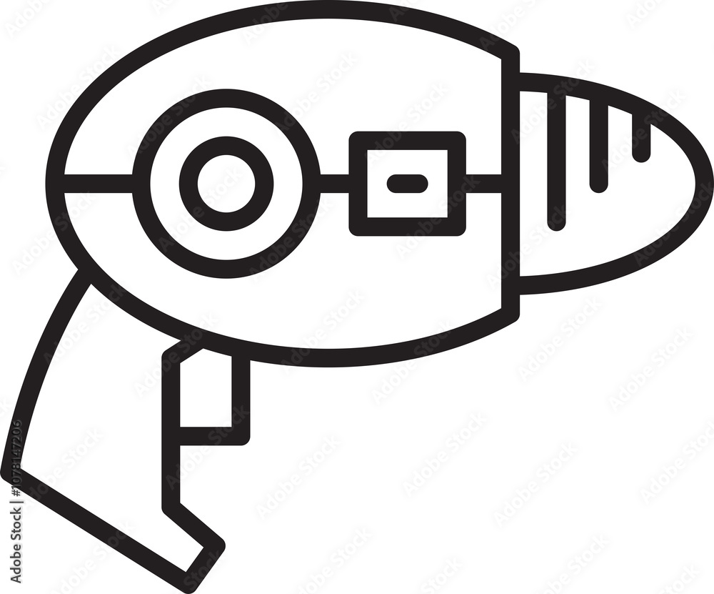 Futuristic Ray Gun Icon Line Art Futuristic Ray Gun Icon Line Art