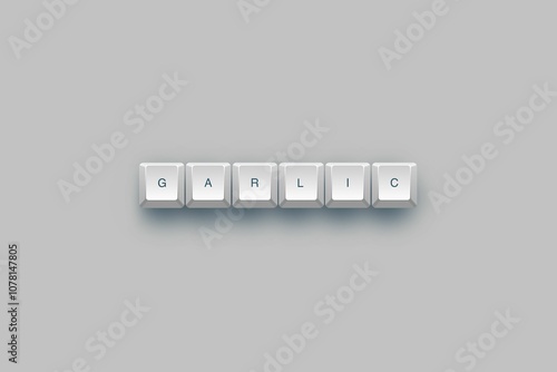 Garlic text on a 3d keyboard button with shadow concept series 2