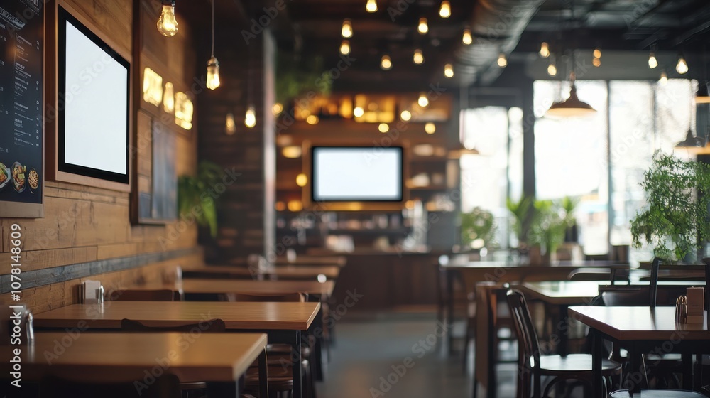 modern restaurant interior with digital signage screens quality pic. modern restaurant interior with digital signage screens quality pic.