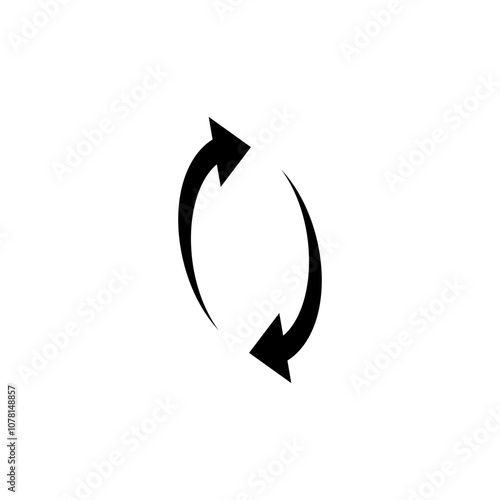 Two semicircular arrows rotate 360 ​​degrees. Following each other in a circle. Vector symbol.