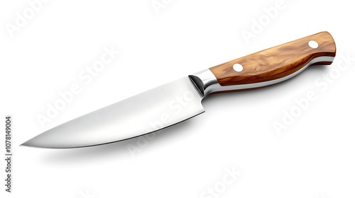 A Sharp Kitchen Knife with a Wooden Handle