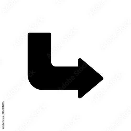 Angular bent arrow. Curved shape and pointer.