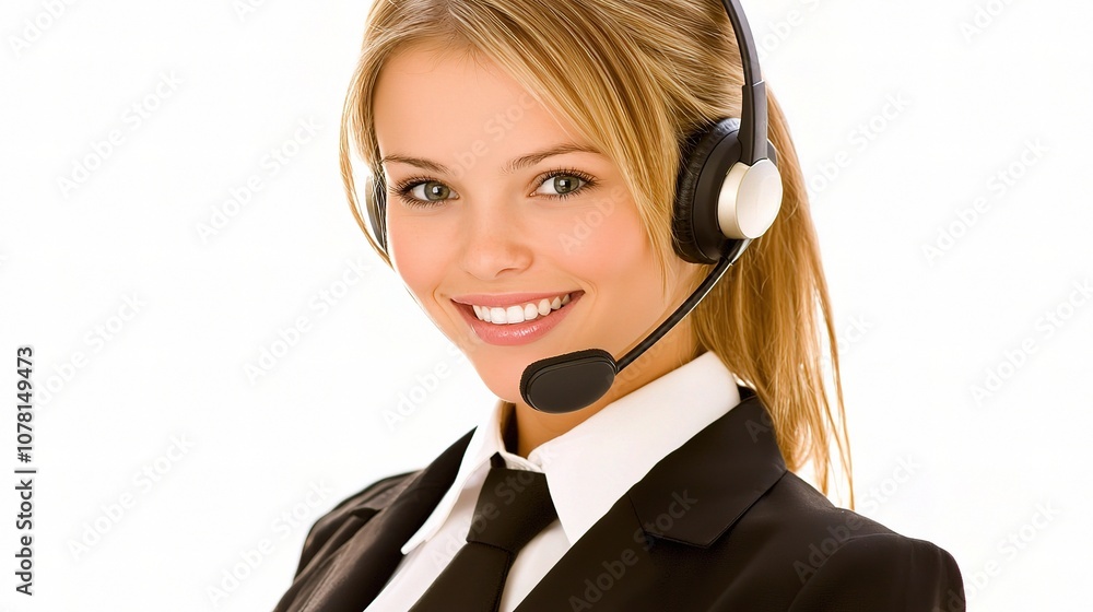 Professional Woman Working at a Call Center with Headset, Delivering Excellent Customer Service and Communication Skills in a Modern Office Environment Professional Woman Working at a Call Center with Headset, Delivering Excellent Customer Service and Communication Skills in a Modern Office Environment