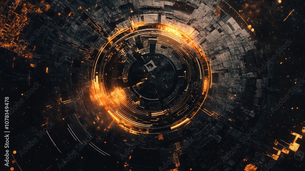 Fototapeta premium Abstract Circular Design with Orange Accents