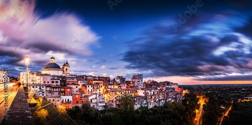 Scenic Twilight View of an Italian Hilltop Town