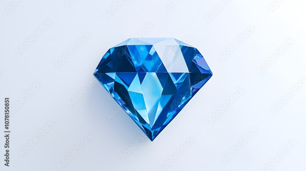 Geometric Blue Diamond Sticker on a Bright White Canvas Geometric Blue Diamond Sticker on a Bright White Canvas