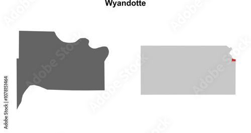 Wyandotte County (Kansas) blank outline map set