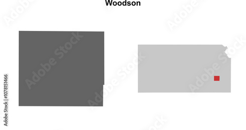 Woodson County (Kansas) blank outline map set