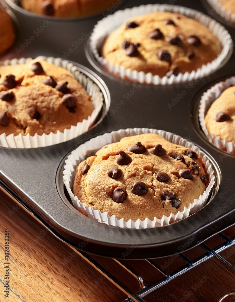 Delicious chocolate chip cookies baked in the oven. Delicious chocolate chip cookies baked in the oven.