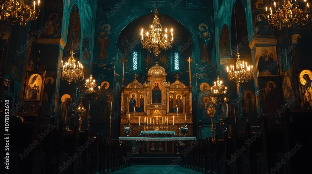 Obraz premium Majestic Interior of a Historic Church
