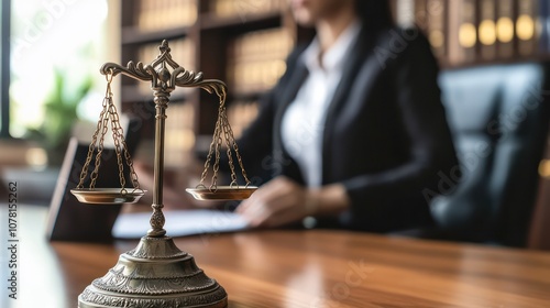 Civil rights attorney in India. discussing legal protections with client. organized office setup.