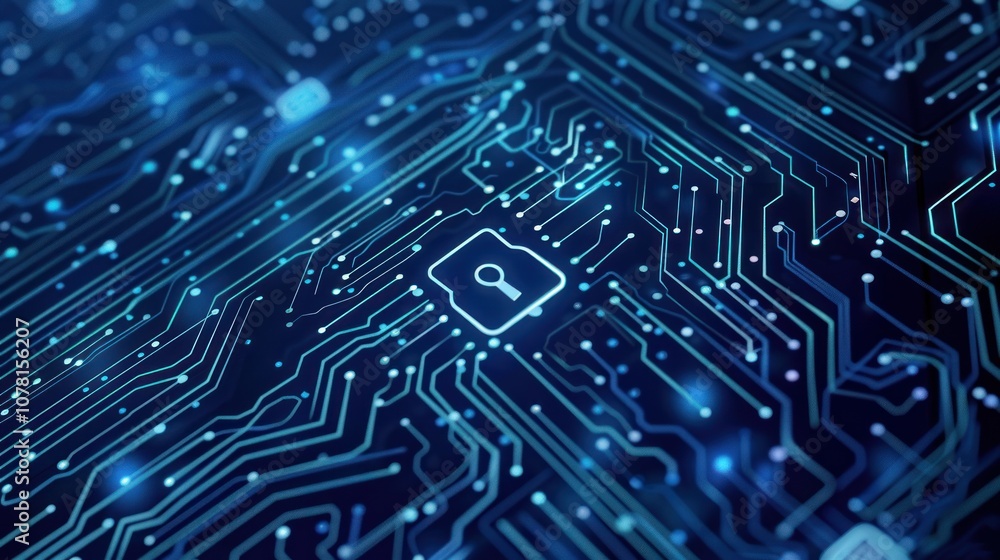 Digital Security with Keyhole on Circuit Board Digital Security with Keyhole on Circuit Board