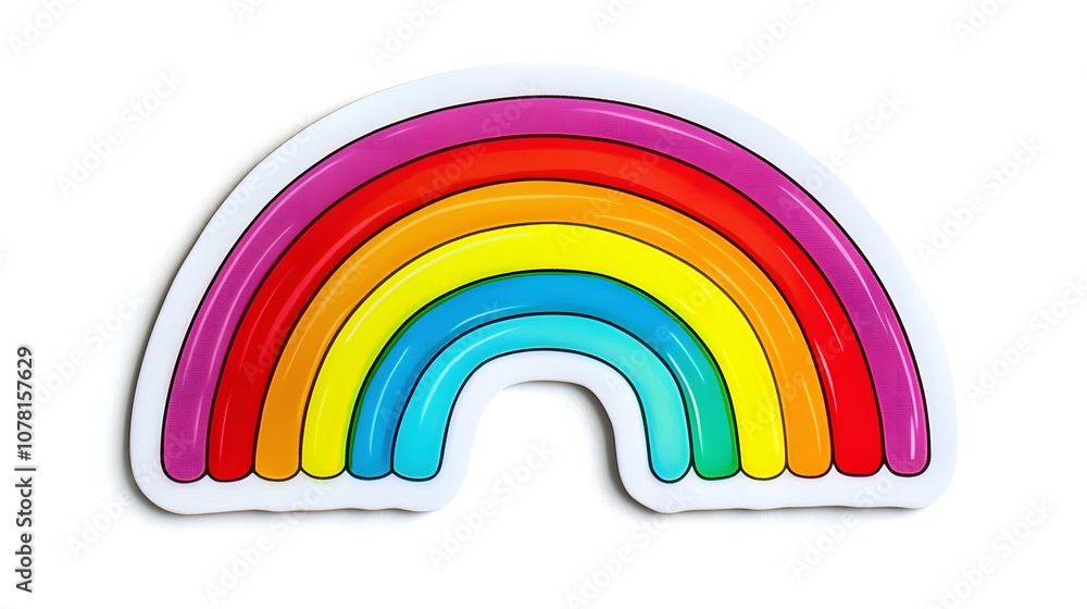 Vibrant Rainbow Sticker with White Background for Clear Contrast Vibrant Rainbow Sticker with White Background for Clear Contrast