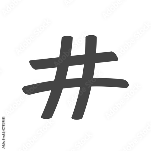 Hand drawn hashtag icon. Vector illustration