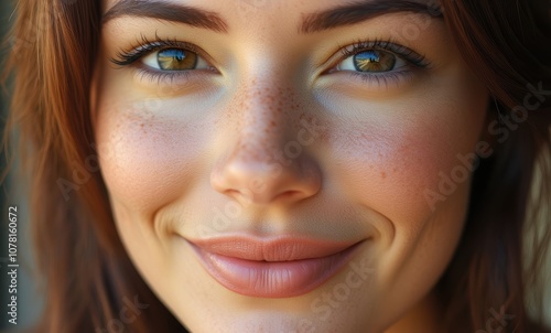 Smiling young woman with freckles