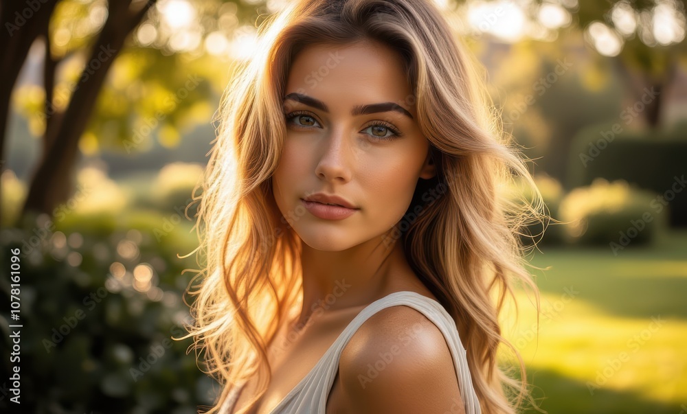 Beautiful young woman with flowing hair Beautiful young woman with flowing hair