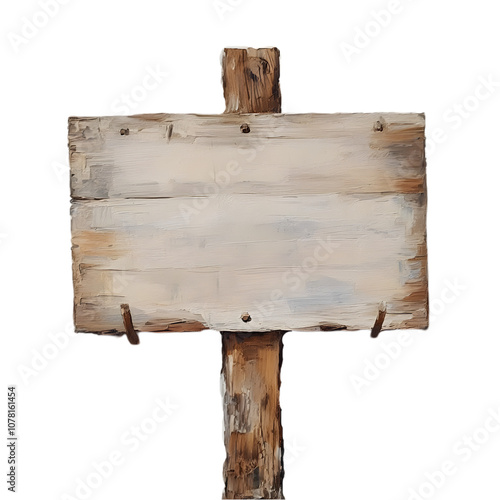 Old wooden sign isolated on transparent background, png. photo