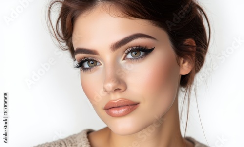 Young woman with stunning makeup and hair