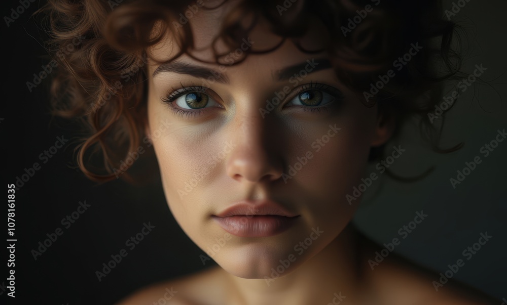 Portrait of a young woman with curly hair Portrait of a young woman with curly hair