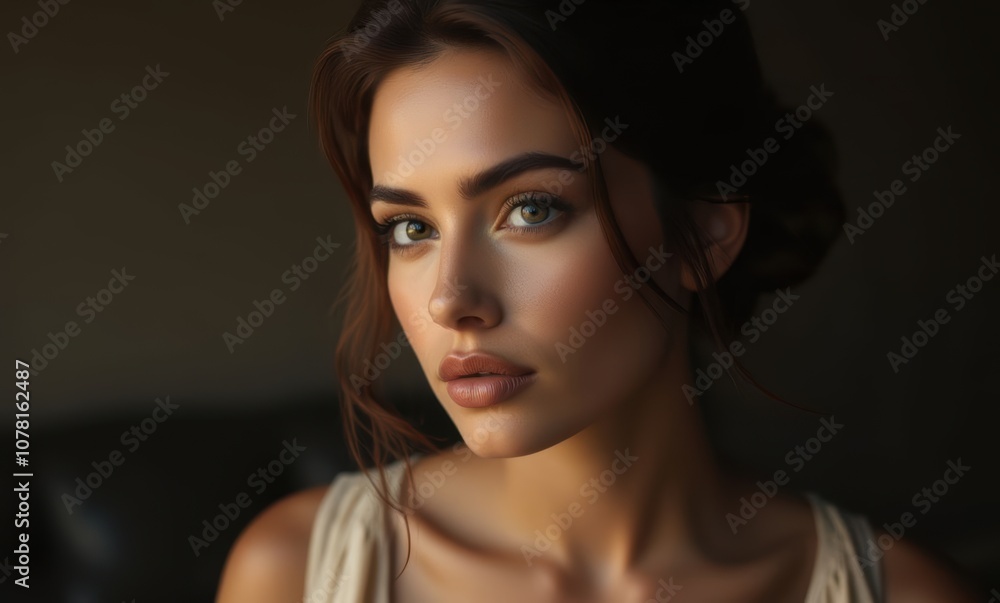 Elegant young woman with beautiful features Elegant young woman with beautiful features