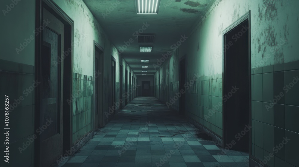 Eerie Abandoned Hospital Corridor Eerie Abandoned Hospital Corridor