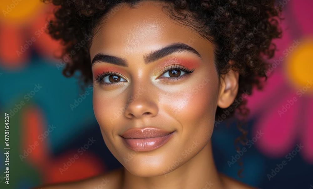 Smiling young Black woman with beautiful makeup. Smiling young Black woman with beautiful makeup.