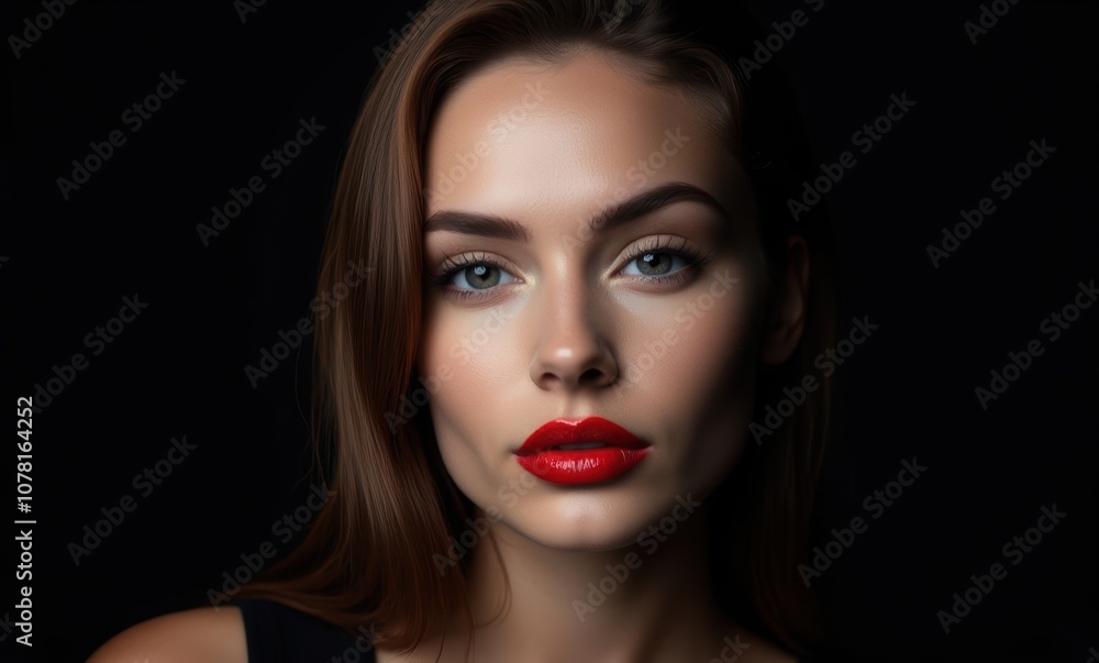 Elegant woman with striking red lips Elegant woman with striking red lips