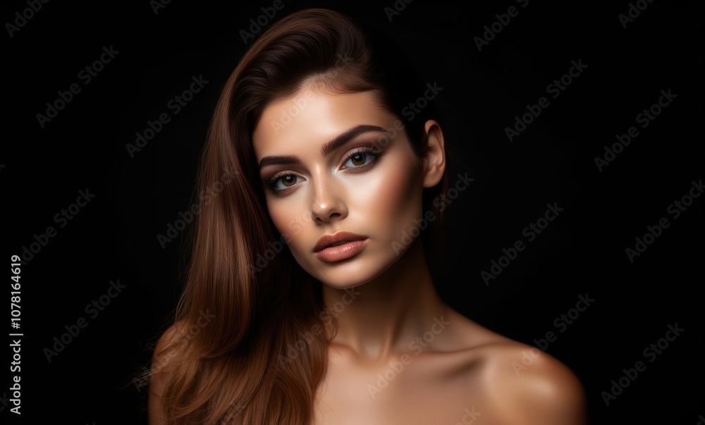 Portrait of young female with beautiful features Portrait of young female with beautiful features