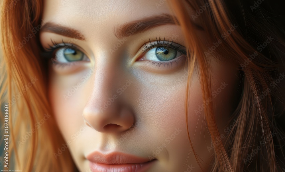 Close-up of a young woman with green eyes Close-up of a young woman with green eyes