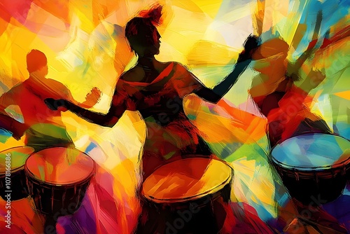 samba reggae calypso merengue latin jazz african beats musical colorful painting drums