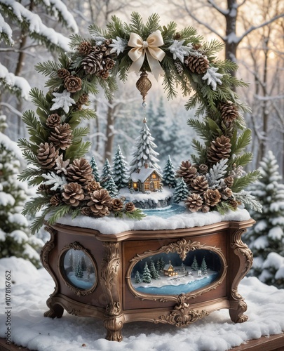christmas tree decoration with music box