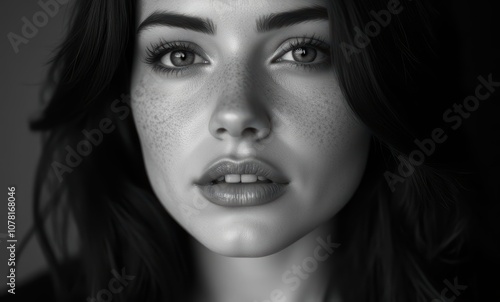 Close-up of a young woman with freckles