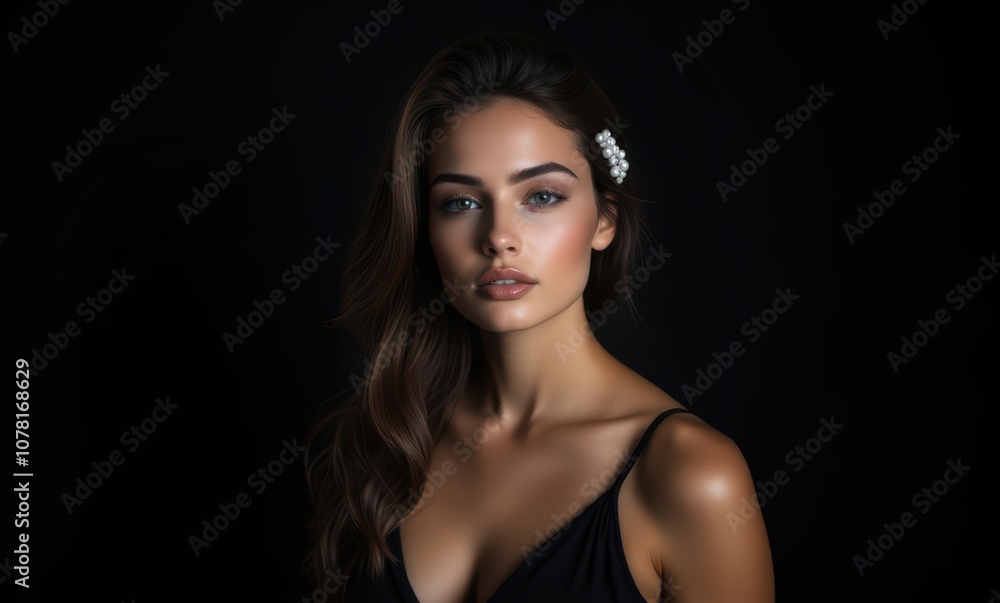 Elegant young woman with a pearl accessory Elegant young woman with a pearl accessory