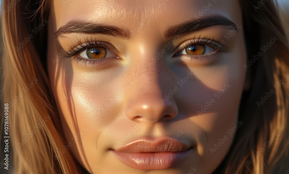 Close-up of a young woman with brown eyes Close-up of a young woman with brown eyes