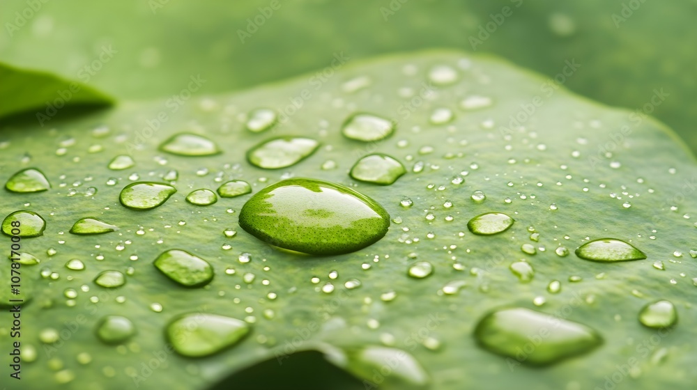Dew Drops on Green Leaf Dew Drops on Green Leaf