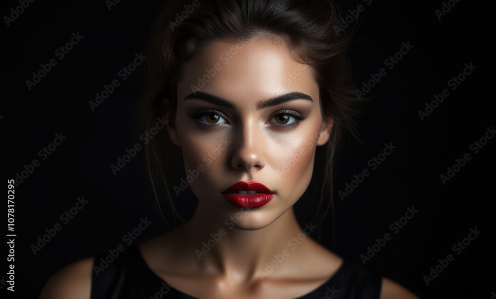 Elegant woman with striking red lips Elegant woman with striking red lips