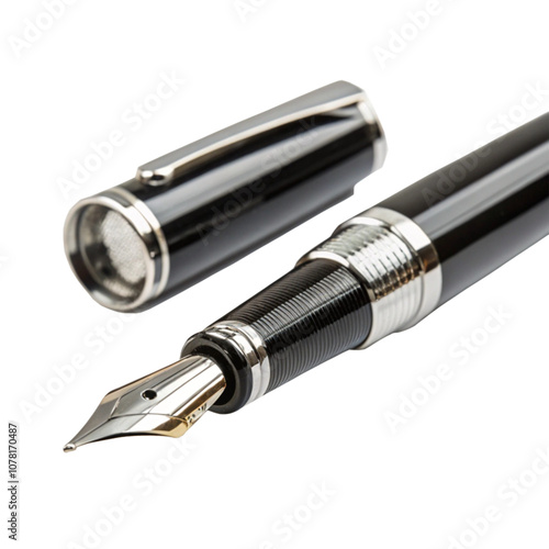 A modern fountain pen with a metal nib PNG, a high-quality fountain pen with a transparent background, a modern fountain pen with a metal nib, transparent background, fountain pen