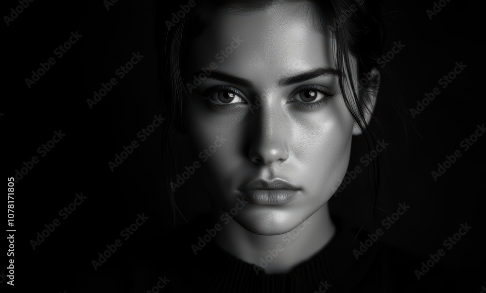 Portrait of a young woman with striking features Portrait of a young woman with striking features
