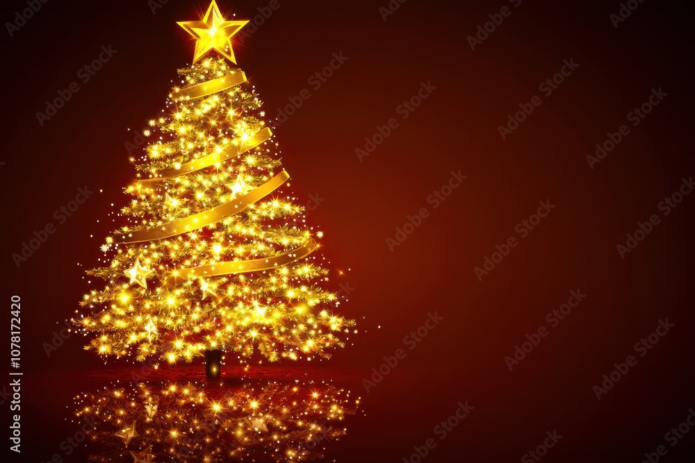 A glowing Christmas tree adorned with lights and ribbons, symbolizing festive celebration. A glowing Christmas tree adorned with lights and ribbons, symbolizing festive celebration.