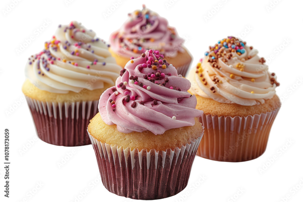 Colorful Cupcakes with Creamy Frosting and Sprinkles Colorful Cupcakes with Creamy Frosting and Sprinkles