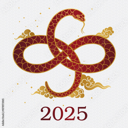 Chinese 2025 New year of the Snake. Cards, posters, banners. Traditional Asian. Printable